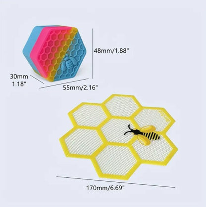 Silicone Hexagon Bee Design Storage Jars + Mat Set