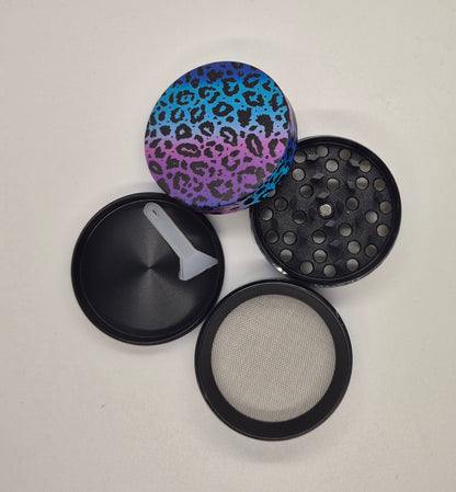 Pink/Blue Leopard Print Herbal Grinder (50mm)
