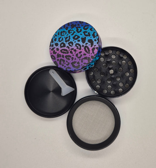 Pink/Blue Leopard Print Herbal Grinder (50mm)