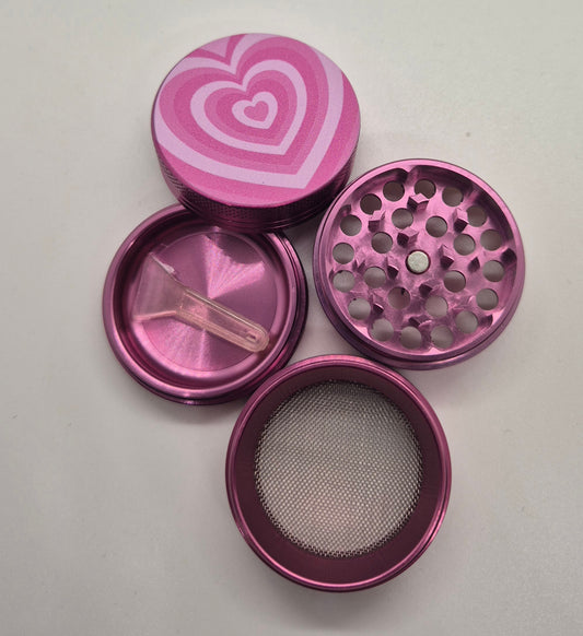Hot Pink Heart Herbal Grinder (40mm)